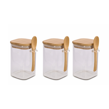 KIt 3 Potes Herméticos c/ colher Gaia - 550ml