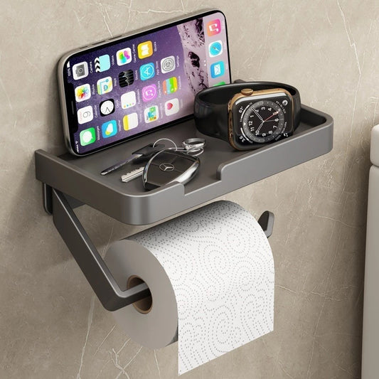 Suporte Papel Higiênico com Porta Celular - Sem furos