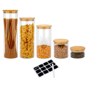 Kit 5 Potes De Vidro Herméticos Gaia